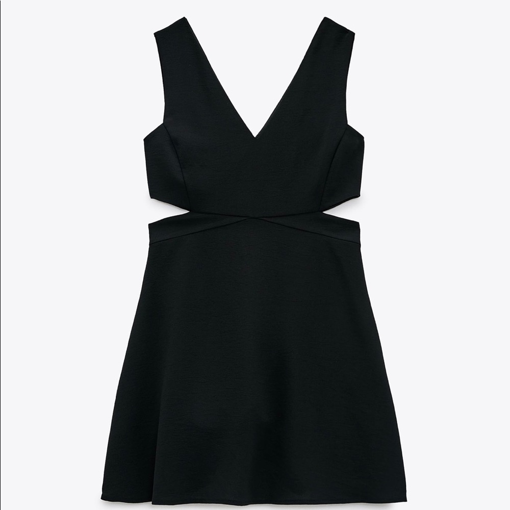 Zara Black Mini Dress with Cut Outs